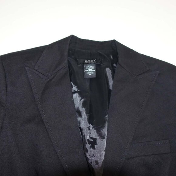 Body by Victoria Women's 1 Button Blazer Jacket Size 8 Black Cotton Suit Coat - Picture 3 of 7